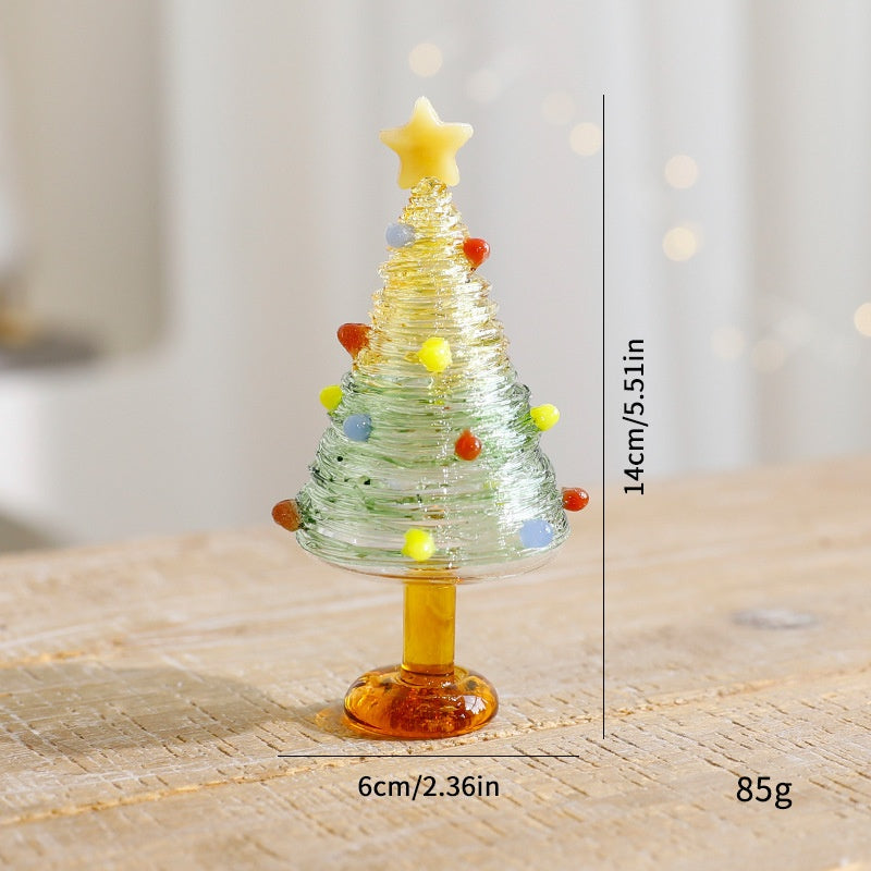 Mini Christmas Tree Decoration with Frosted Glass Effect for Holiday Scene Arrangement, Mini Christmas Tree Ornament
