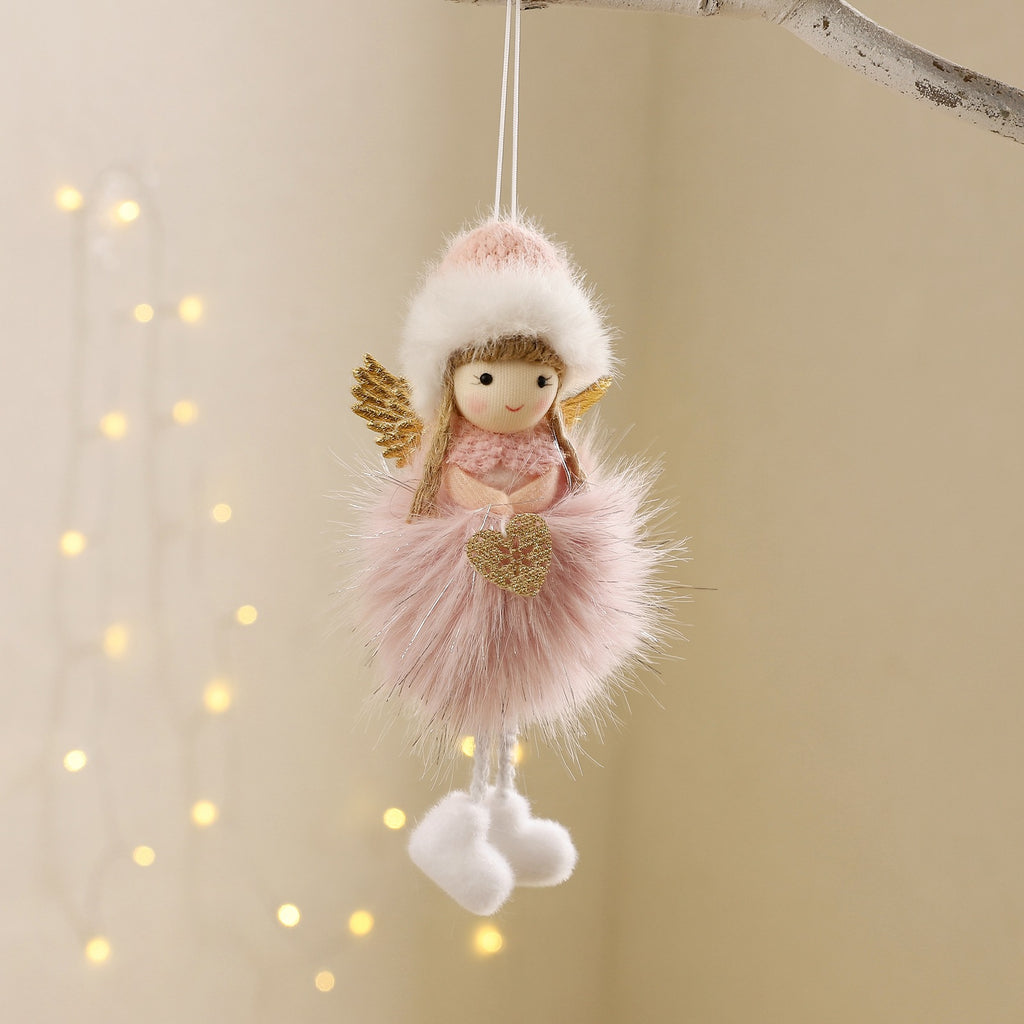 Christmas Angel Plush Hat Girl Doll Tree Ornament Holiday Decoration Party Decor