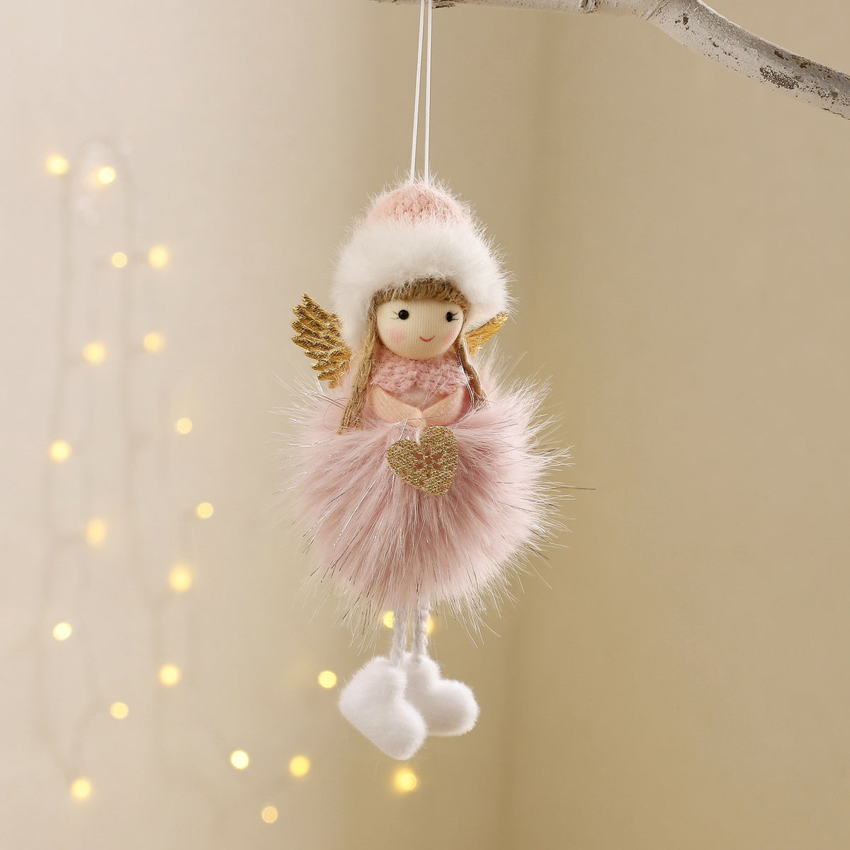 Christmas Angel Plush Hat Girl Doll Tree Ornament Holiday Decoration Party Decor