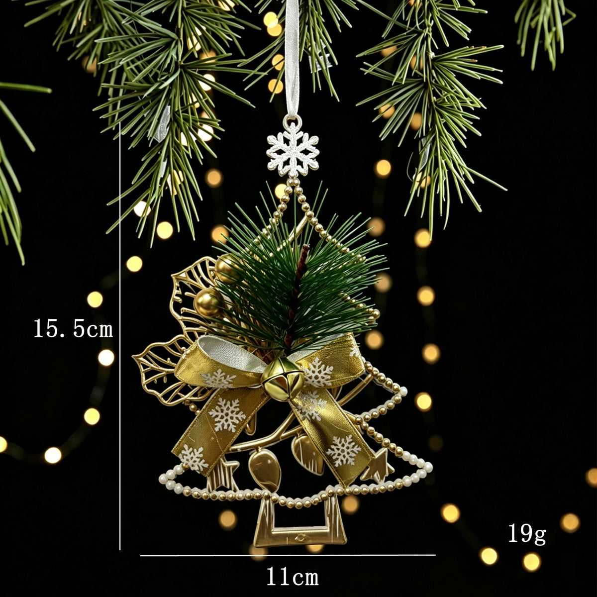Christmas Tree Ornament White Gold Vintage Style Plastic Decoration Snowflake Reindeer Christmas Tree Decor