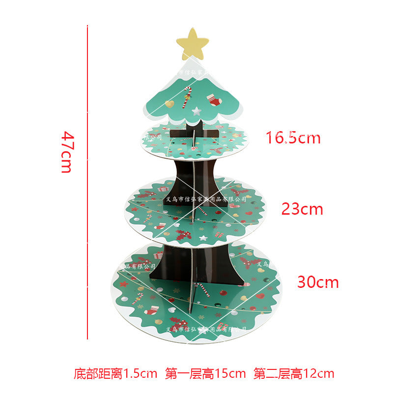 3-Tier Christmas Paper Cake & Dessert Stand - Santa Claus Festive Table Display