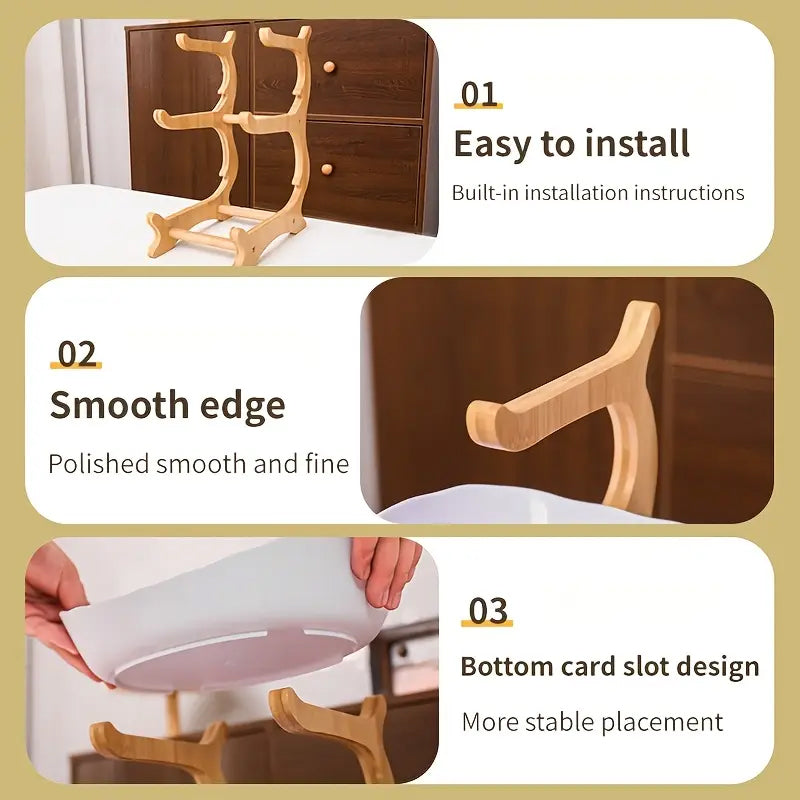 2-Tier Bamboo Fruit Stand - Space-Saving Kitchen Countertop Organiser with Ventilation