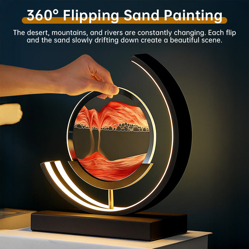 LED Flowing Sand Painting Lamp - Night Light for Home, Bedroom Decor and Gift