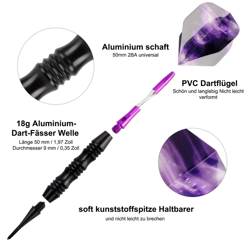 Soft Tip Darts Set – 3-Piece Knight Series with Aluminium & Iron Barrel