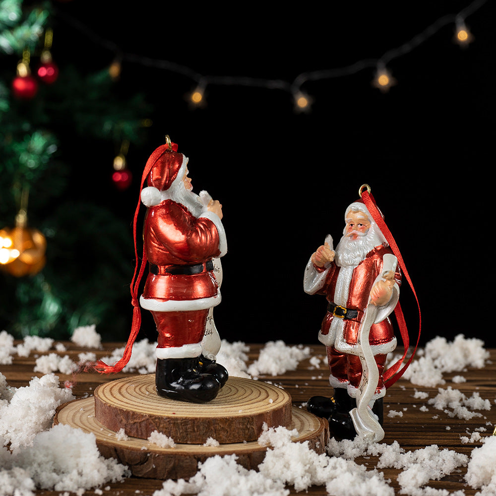 Santa Claus Wishlist Resin Christmas Tree Ornament – Festive Pendant Decoration