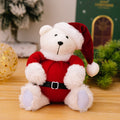 Christmas Sitting Teddy Bear Figurine Ornament - Rustic Fabric Decoration