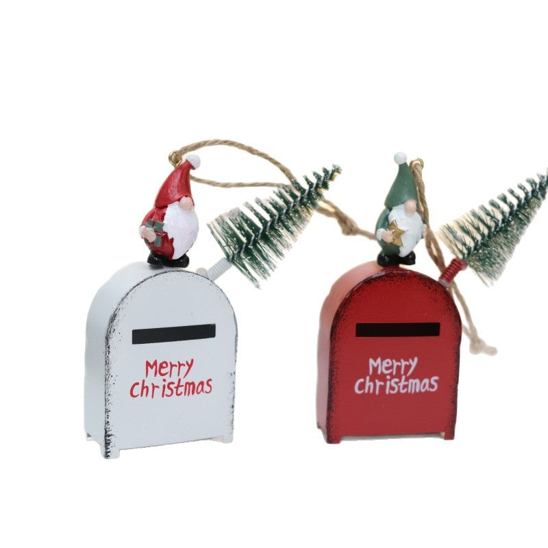 Christmas Iron Santa Mailbox Decoration for Christmas Tree, Cafe Ambience Decoration Hanging Ornament