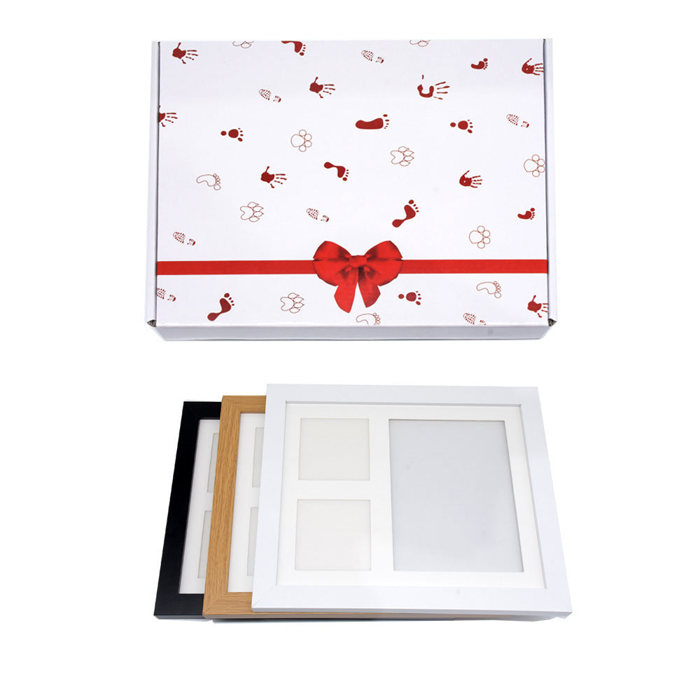 Baby Handprint & Footprint Keepsake Frame with Ink Pad – Newborn Gift