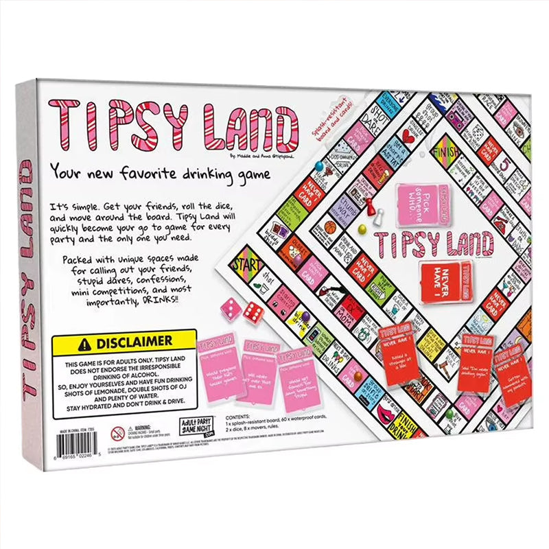 Tipsy Land Drinking Board Game – Fun Party Game for Girls’ Nights, Bachelorette & More (2–8 Players)