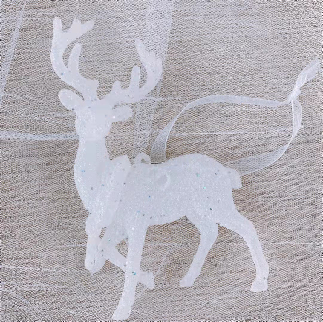 Christmas Decoration Snowflake Star Plastic Hanging Ornament Reindeer Bell Accessory Christmas Tree Deer Pendant Decorations 3 of them