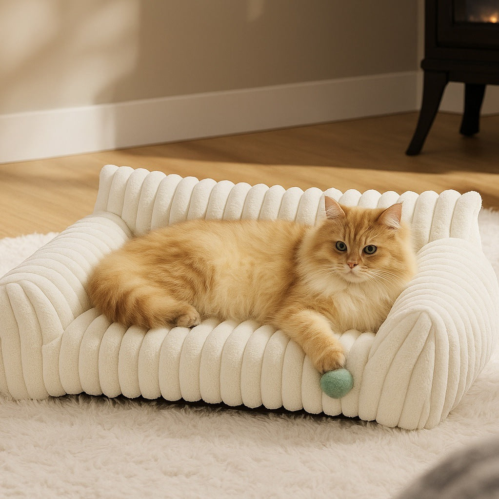 Pet Sofa Dog Bed with Washable Cover – Plush All-Season Dog & Cat Mattress
