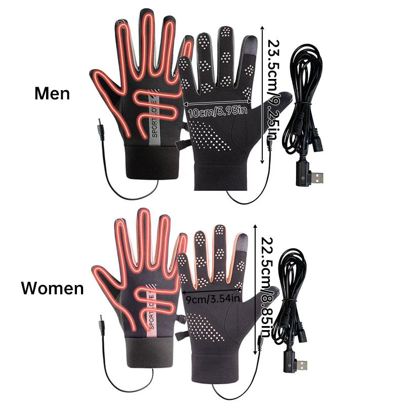 USB Rechargeable Heated Gloves - Anti-Slip Touchscreen Winter Gloves for Men and Women