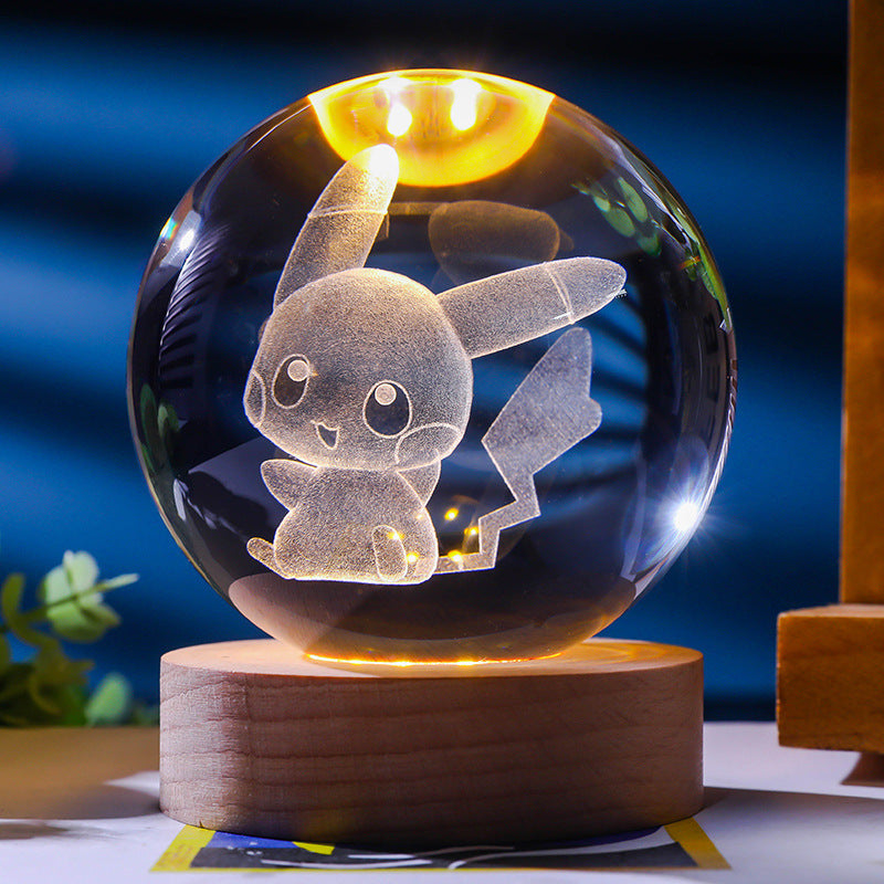 3D Crystal Ball Ornament with LED Touch Base – Micro Landscape Desk Decor Gift (6cm & 8cm)