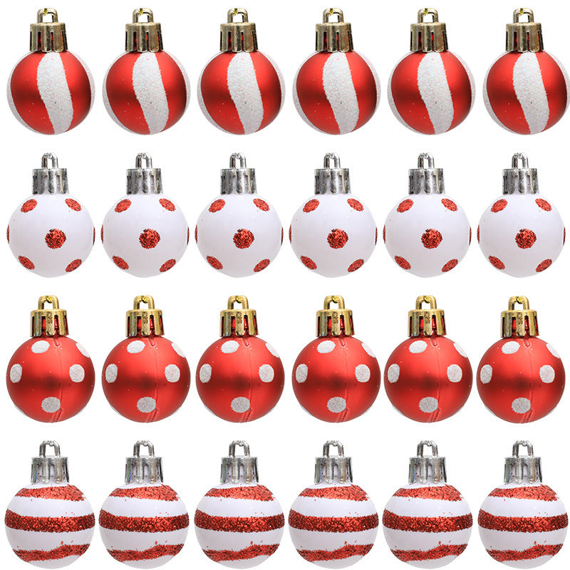 24-Piece Painted Christmas Baubles Set - Mini Decorative Balls for Christmas Tree