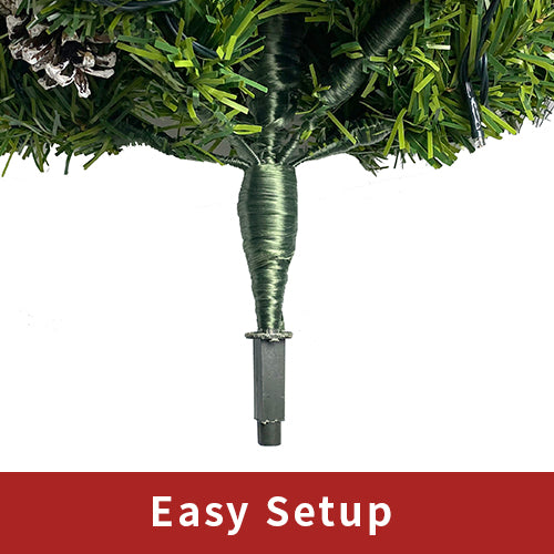 Classic Green Christmas 4-Piece Set – 2 Entrance Trees, Garland & Wreath with 340 LED Lights