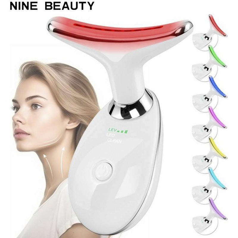 Neck Massager with 7-Color Light Therapy - Vibration Beauty Device for Neck Wrinkle Care