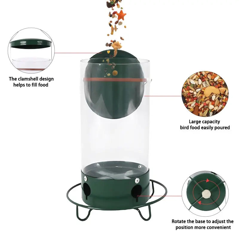 Squirrel-Proof Spinning Bird Feeder - Weight-Activated Hanging Seed Dispenser