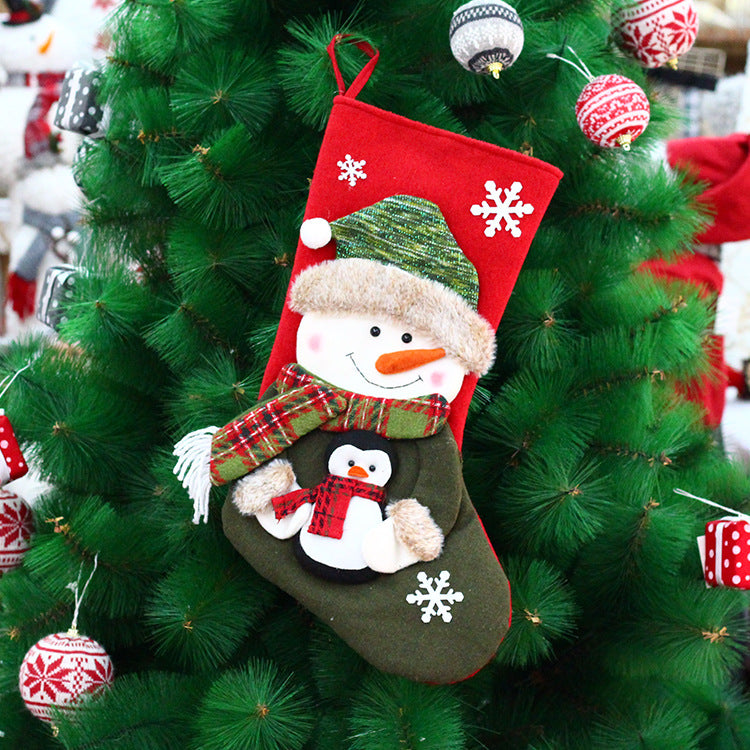 Large Christmas Stocking Gift Bag - Festive Candy & Present Bag in 3 Designs (30x50cm)