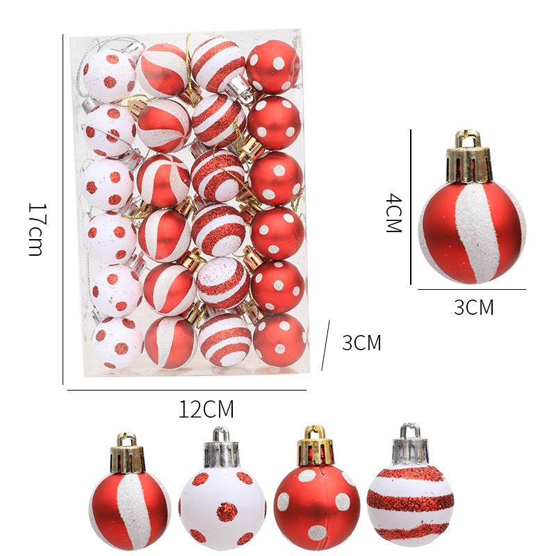 24-Piece Painted Christmas Baubles Set - Mini Decorative Balls for Christmas Tree