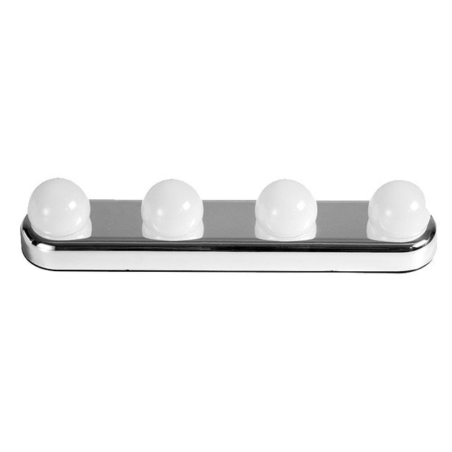 Hollywood LED Makeup Mirror Lights – 4 Bulb Vanity Light, Battery Powered