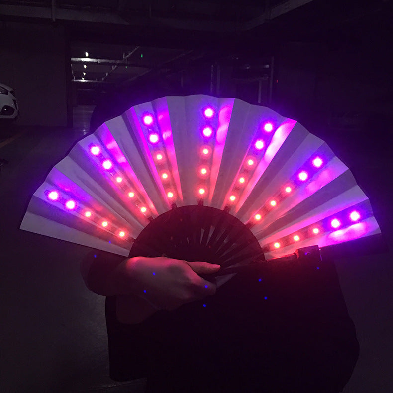Shop Bar Disco Folding Fan LED Luminous Fan Party Stage Performance Props Fantasy Color Change Fan