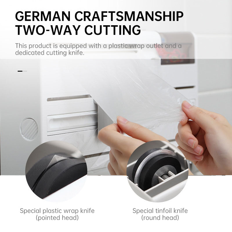 3-in-1 Wall Kitchen Roll Holder – Foil, Cling Film & Paper Towel Dispenser with Magnetic Cutter