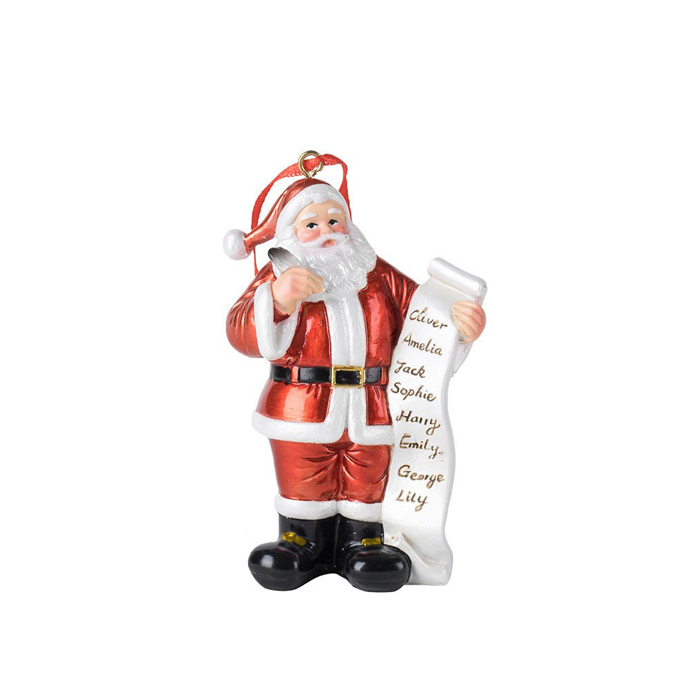 Santa Claus Wishlist Resin Christmas Tree Ornament – Festive Pendant Decoration
