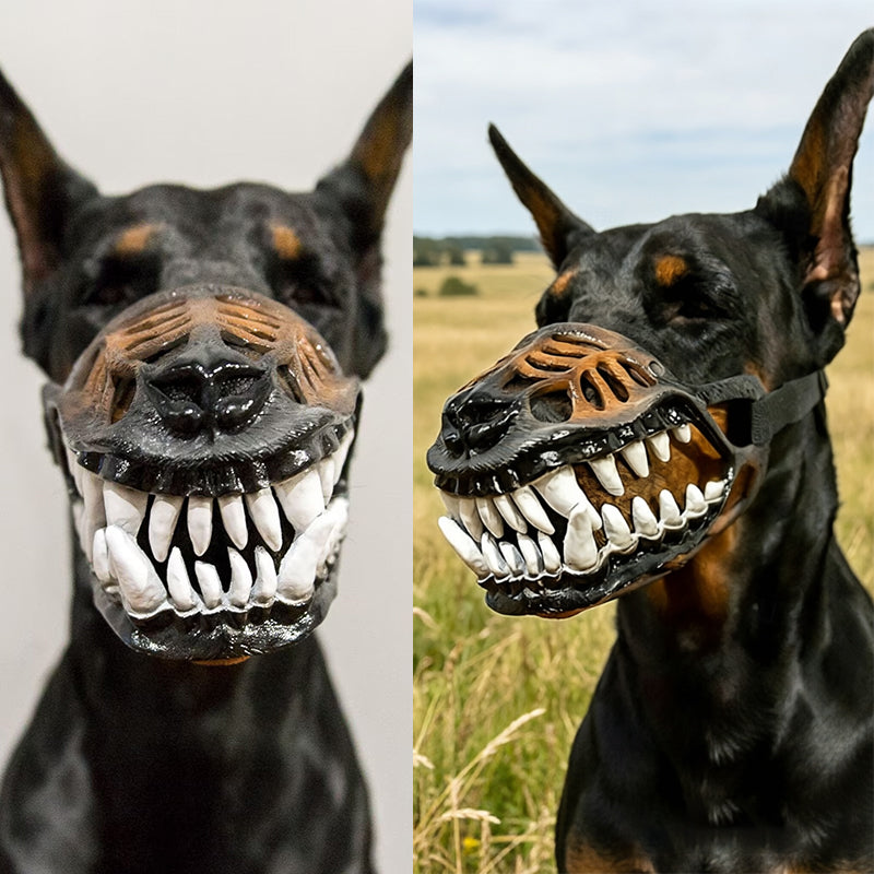 Dinosaur Dog Mask – Moving Teeth Latex Pet Hood for Halloween, Cosplay & Photos