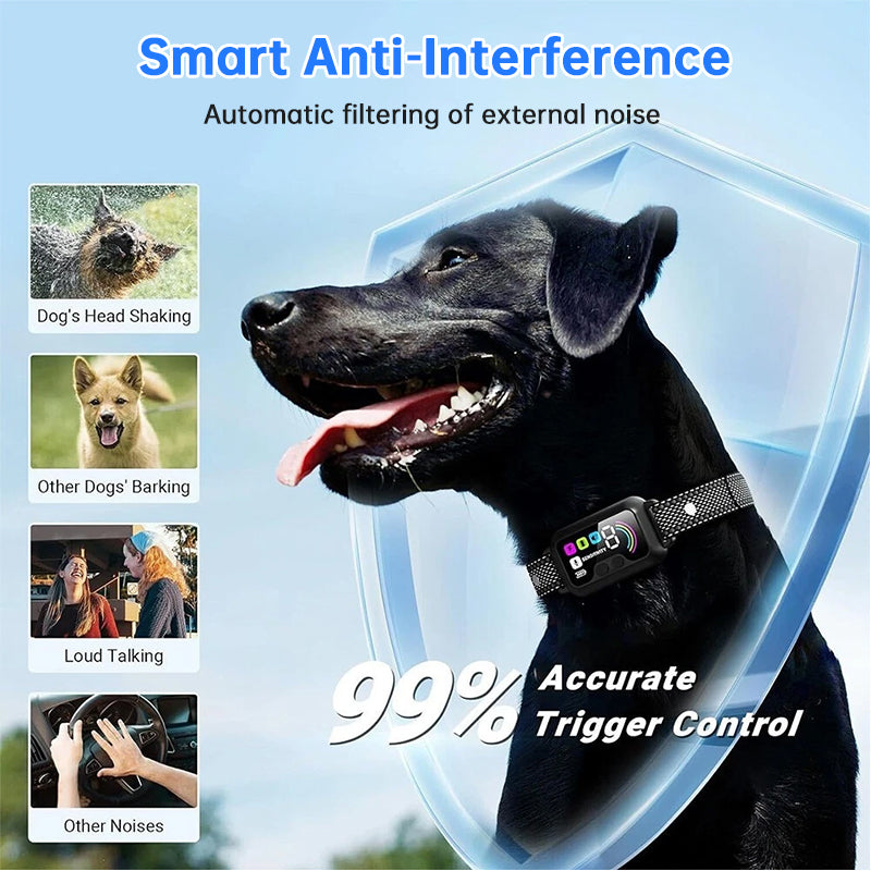 Smart Anti-Bark Dog Collar – Colour Screen, 8-Level Sensitivity & IP67 Waterproof