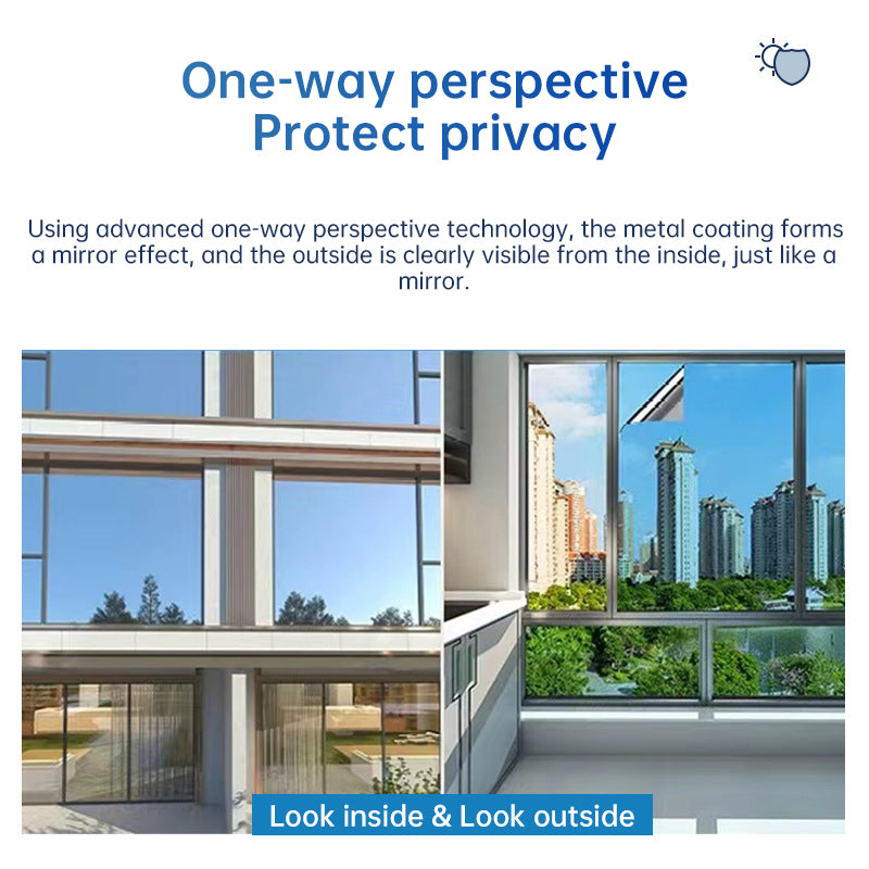One-Way Window Privacy Film - Static Cling UV Blocking Heat Control Window Tint