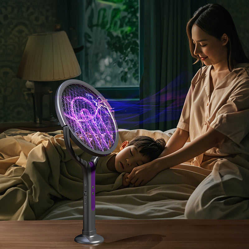 3-in-1 USB Rechargeable Electric Mosquito Killer and Fly Swatter - Handheld, Stand or Wall Mount