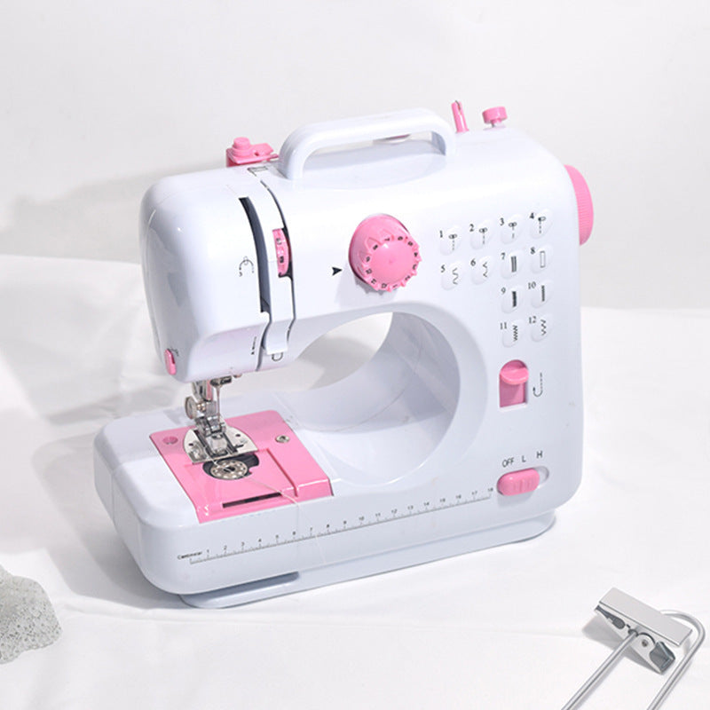 Portable Electric Sewing Machine for Home Use - Adjustable Speed, Backstitch and 12 Stitches for Beginners