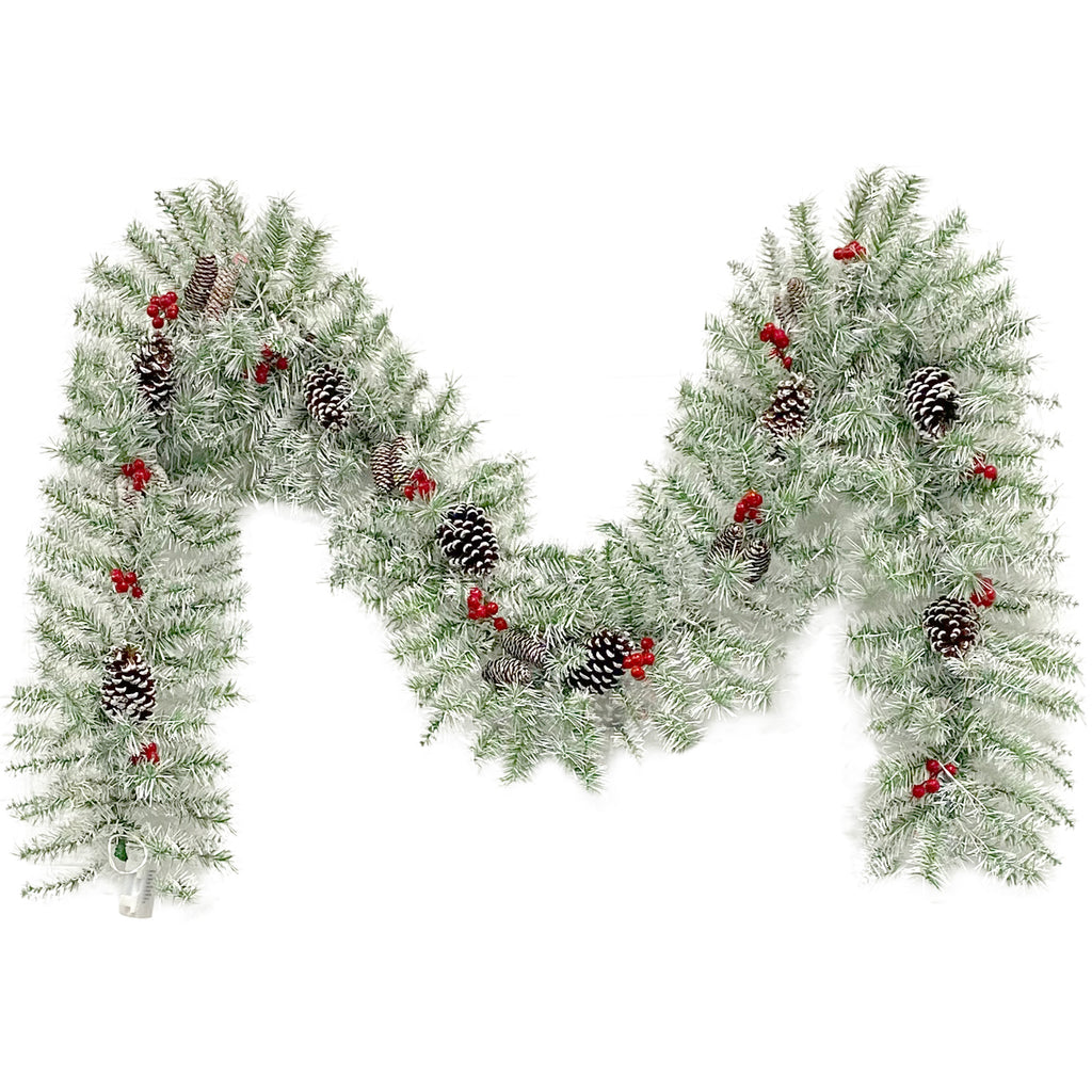 Pre-Lit Christmas 4-Piece Set – 2 Entrance Trees, Garland & Wreath with 340 LED Lights