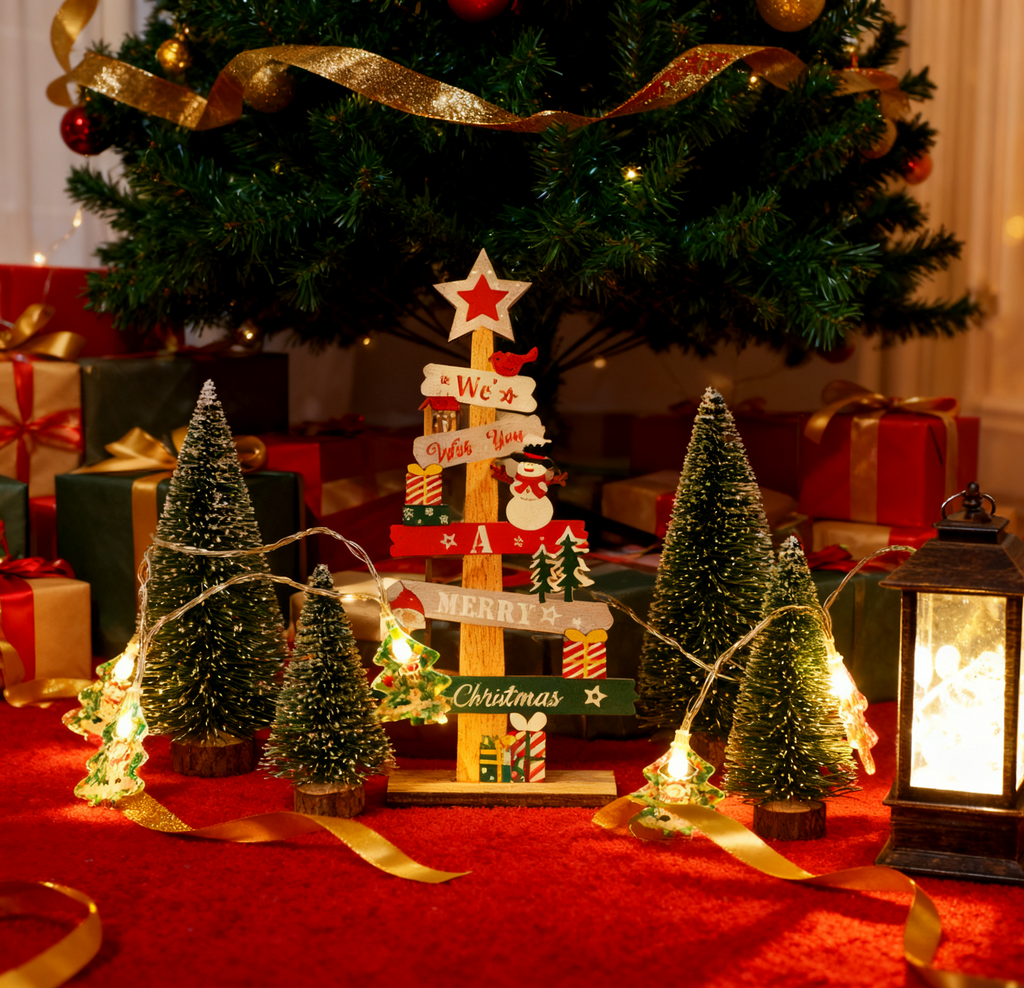 Red & Green Christmas Tree LED Light String - Colourful Festive Lights (Battery or USB)