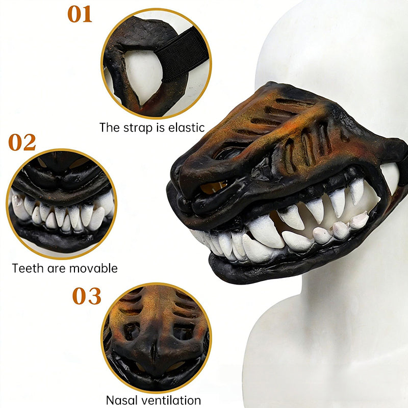Dinosaur Dog Mask – Moving Teeth Latex Pet Hood for Halloween, Cosplay & Photos