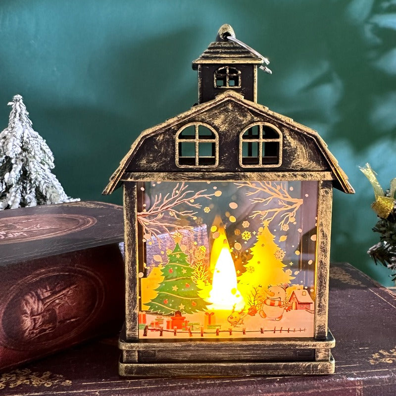Retro LED Christmas Lantern Ornament - Handheld Nightlight Tree Pendant in 8 Designs