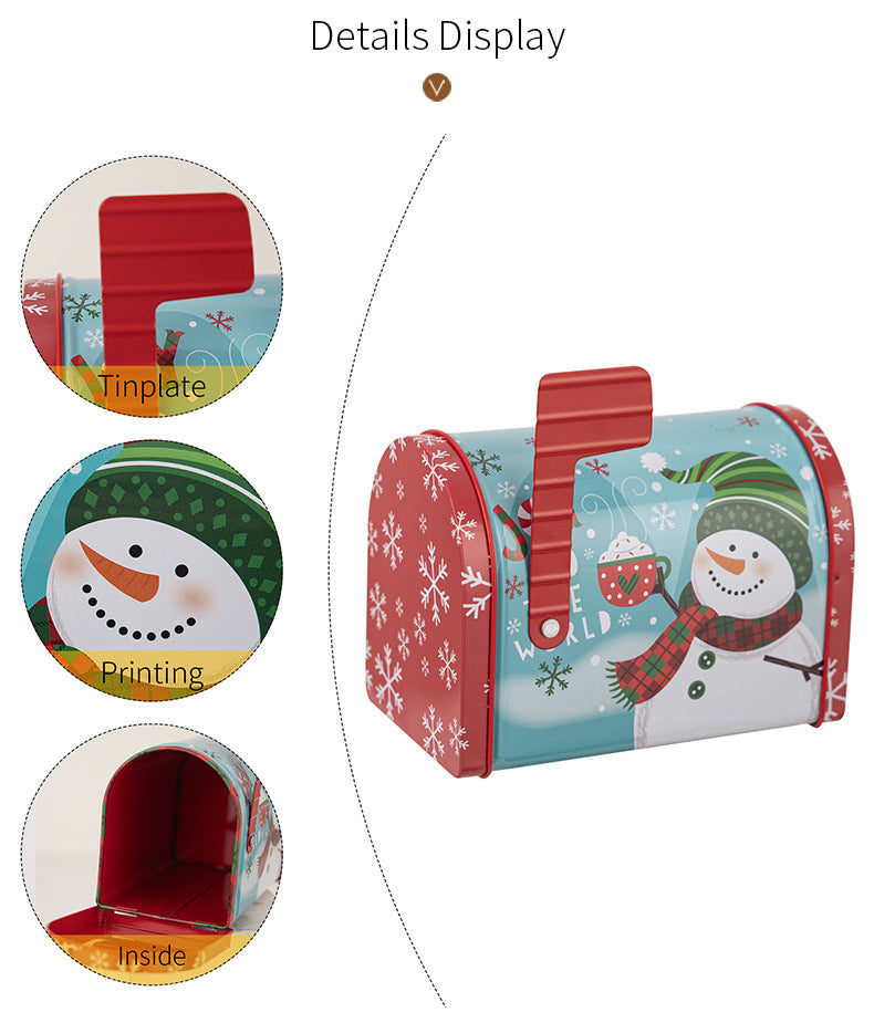 Christmas Tin Mailbox Gift Box - Festive Tinplate Candy & Gift Box in 4 Designs (12.5 x 13.5 x 8cm)