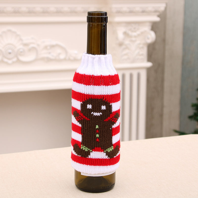 Christmas Home Furnishings High end Knitted Christmas Beer Bottle Cover Christmas Beer Bottle Decoration Bottle Cover