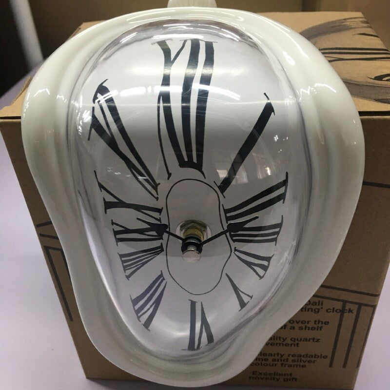 Melting Wall Clock with Roman Numerals – Retro Twisted Corner Time-Warp Design