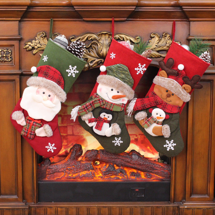 Large Christmas Stocking Gift Bag - Festive Candy & Present Bag in 3 Designs (30x50cm)