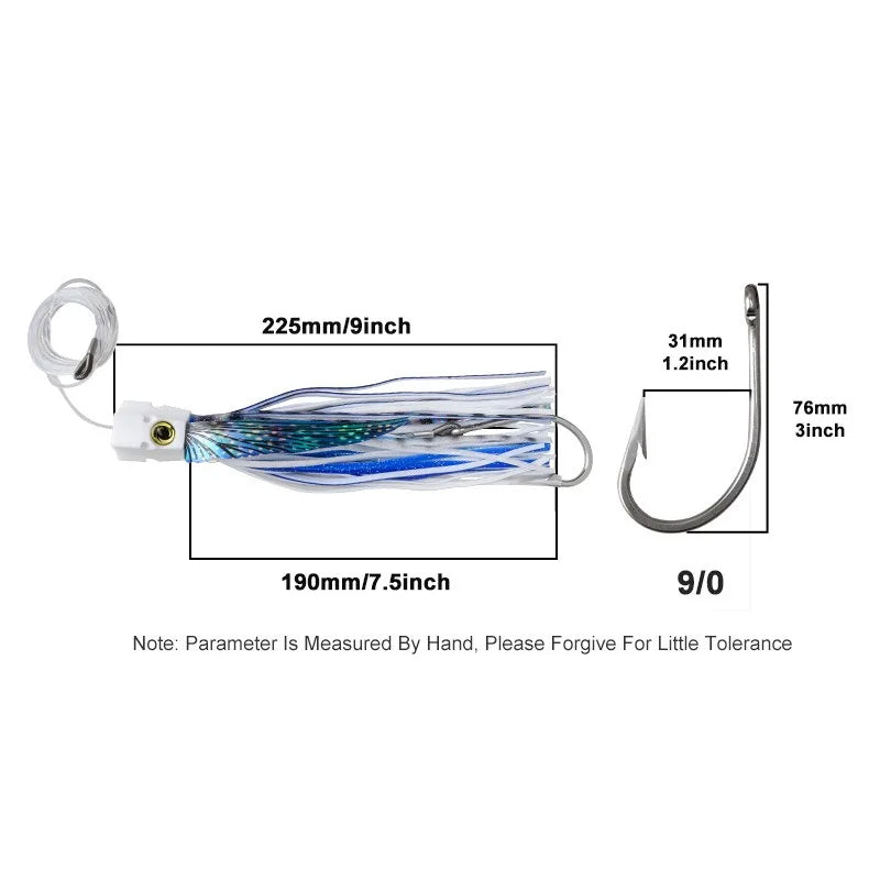 Squid Trolling Lure 225mm 77g - Deep Sea Boat Fishing Jig for Tuna & Pelagic Species