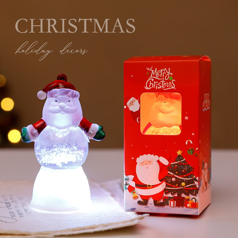 Glowing Christmas Character Bubble Light Ornament - Santa & Snowman Festive Decoration