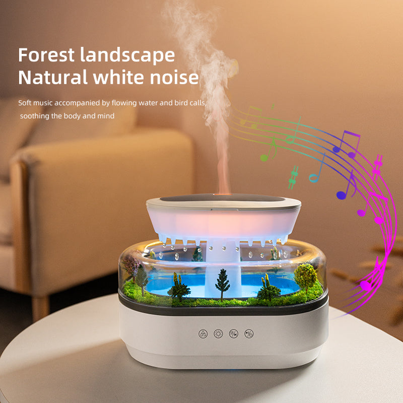 Smart Cool Mist Humidifier & Aroma Diffuser - Raindrop Design with White Noise, UK/EU/US/AU Plug (White)