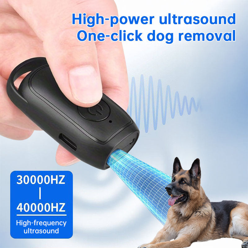 Portable Ultrasonic Dog and Cat Repeller - Rechargeable Anti Bark Device with Flashlight for Outdoor Use