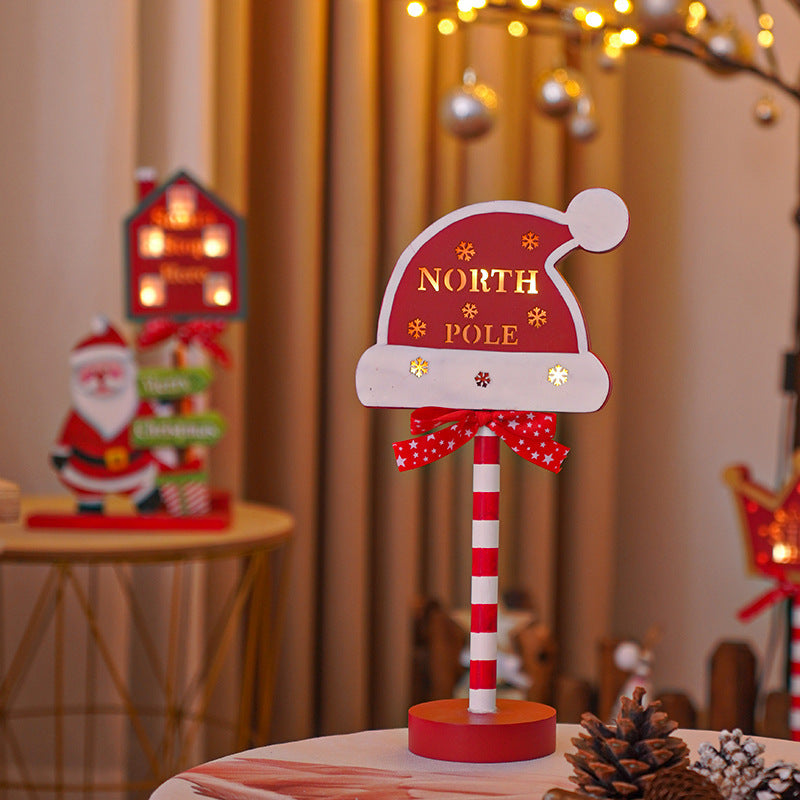 LED Christmas Wooden Sign Light - Festive Warm White Ambient Light in 6 Designs for Window & Shop Displays