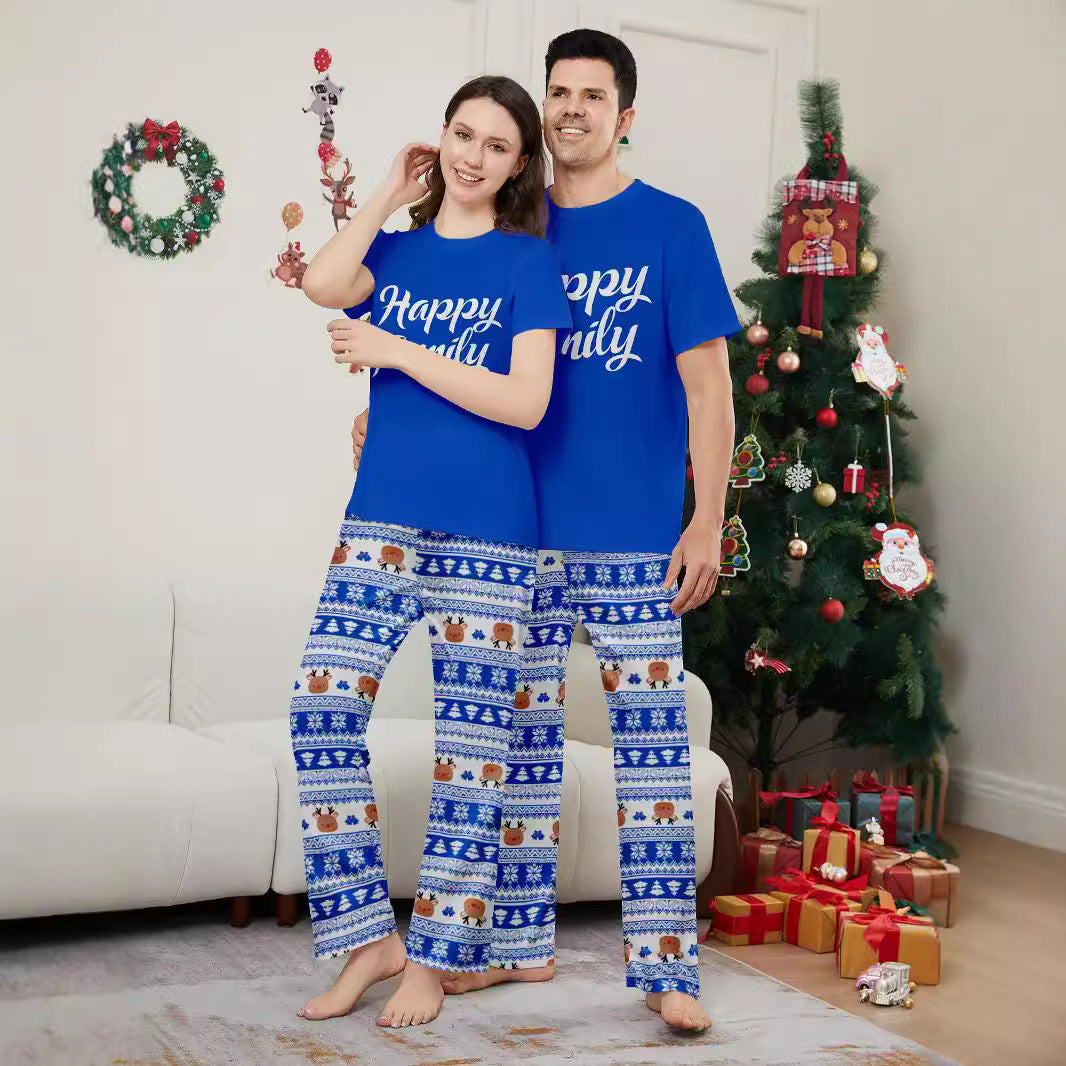 Christmas Family Matching Pyjamas - Deer, Letter & Stripe Short Sleeve Set for the Whole Family (inc. Dog!)