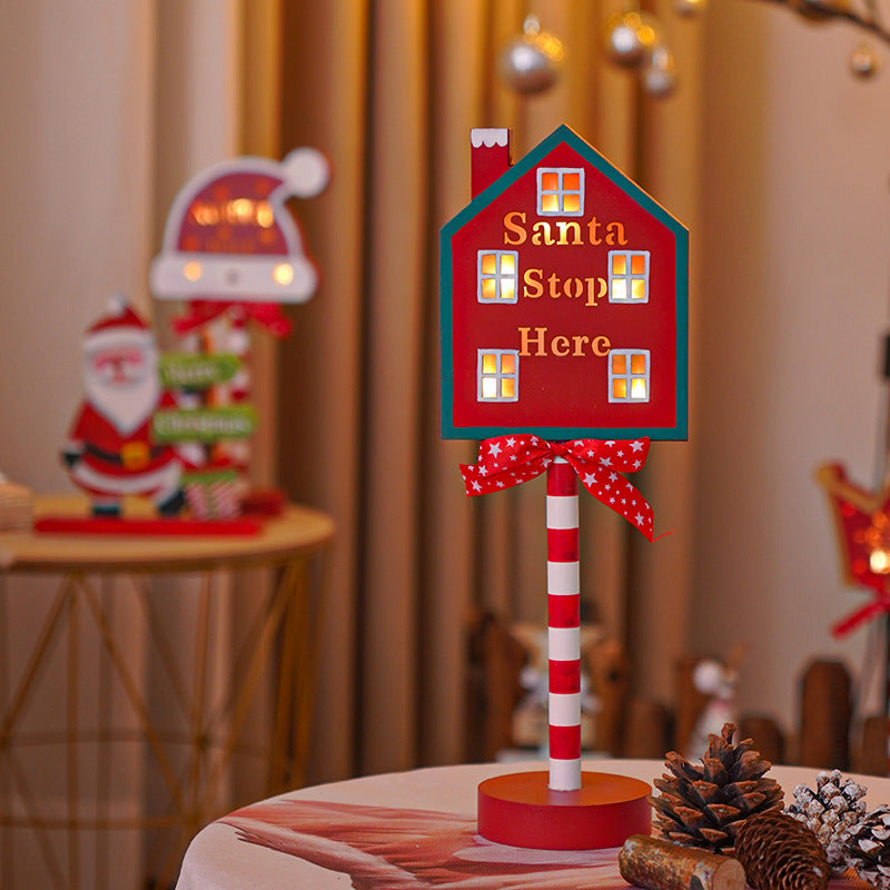 LED Christmas Wooden Sign Light - Festive Warm White Ambient Light in 6 Designs for Window & Shop Displays