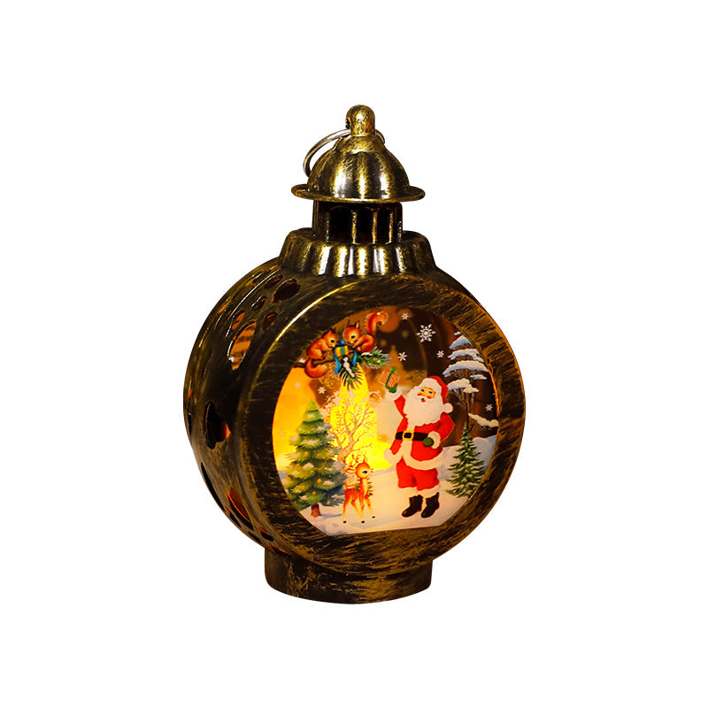 Christmas Decorative Candle Lanterns, Santa Claus Snowman Retro Window Light Display OrnamentChristmas Gift