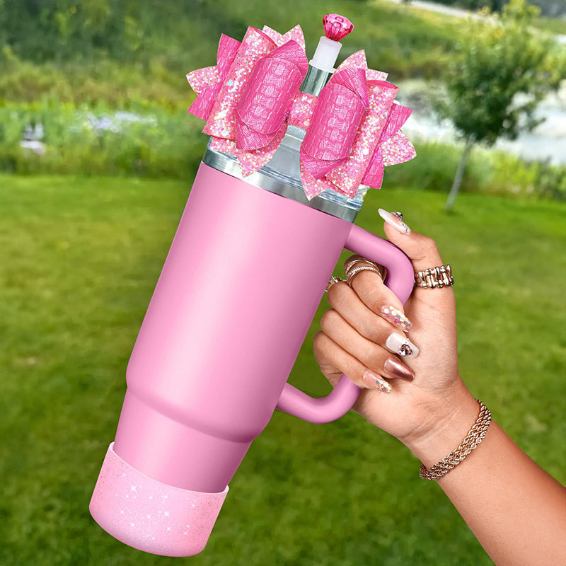 Stanley Cup Accessories Set – Bow Straw Topper, Diamond Straw Cover & Cup Boot (3 Piece)