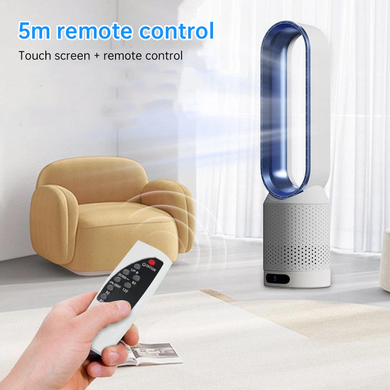 Bladeless Tower Fan with Air Purifier – Ultra-Quiet Floor Fan for Bedroom & Home